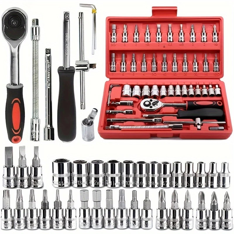 CAJA DE HERRAMIENTAS MULTIUSOS 46 PIEÇAS – ¡Todo lo que necesitas en un solo lugar!