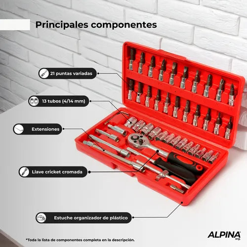 CAJA DE HERRAMIENTAS MULTIUSOS 46 PIEÇAS – ¡Todo lo que necesitas en un solo lugar!